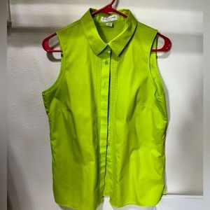 Chartreuse sleeveless no-iron blouse, Medium